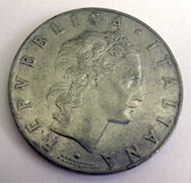 1956 Italian Coin Front