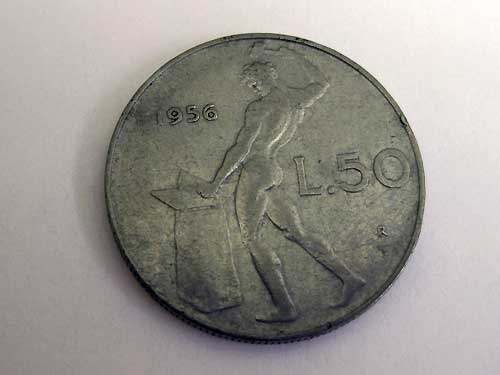 1956 Italian Coin Back