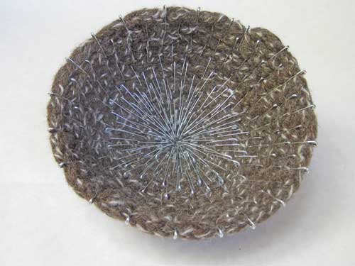 Brown Bowl with Safety Pins