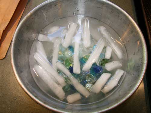 Glass Stones in Ice Bath